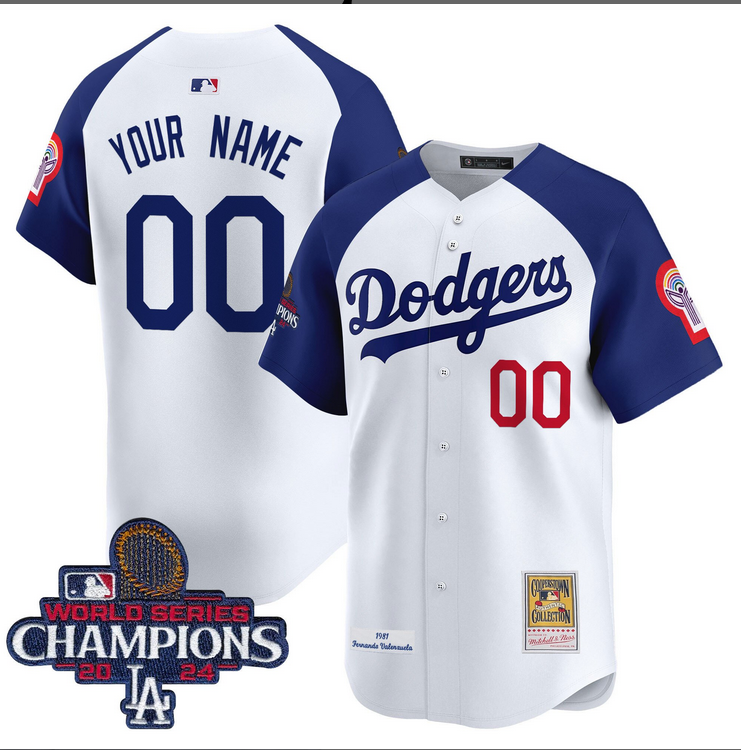 Men MLB Los Angeles Dodgers Custom white 2024 World Series Champions Patch Cooperstown Jersey style 8->customized mlb jersey->Custom Jersey